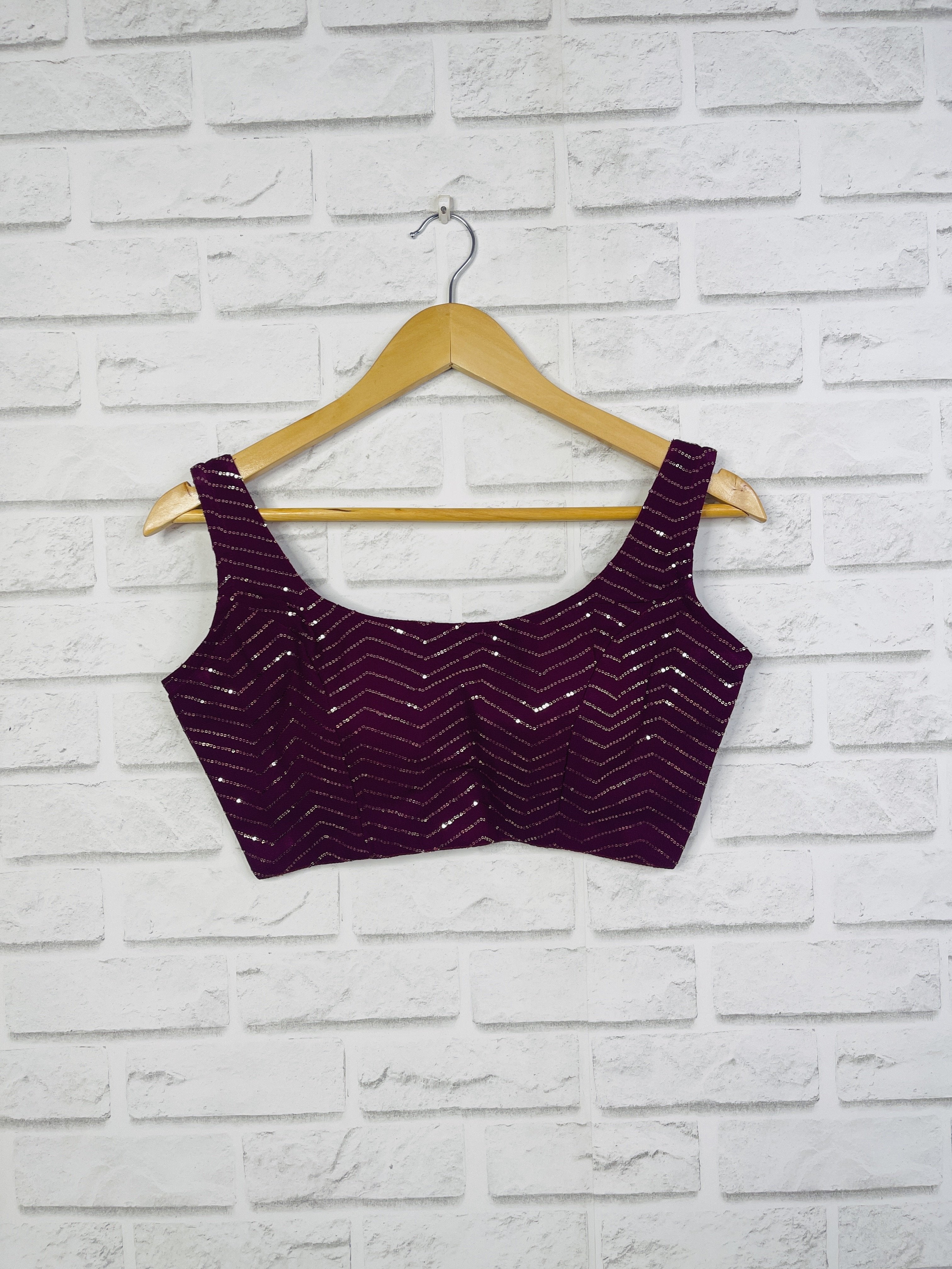 Set of 2- Lilac purple handmade crochia backless bralette crop top blouse  with cotton ikkat saree