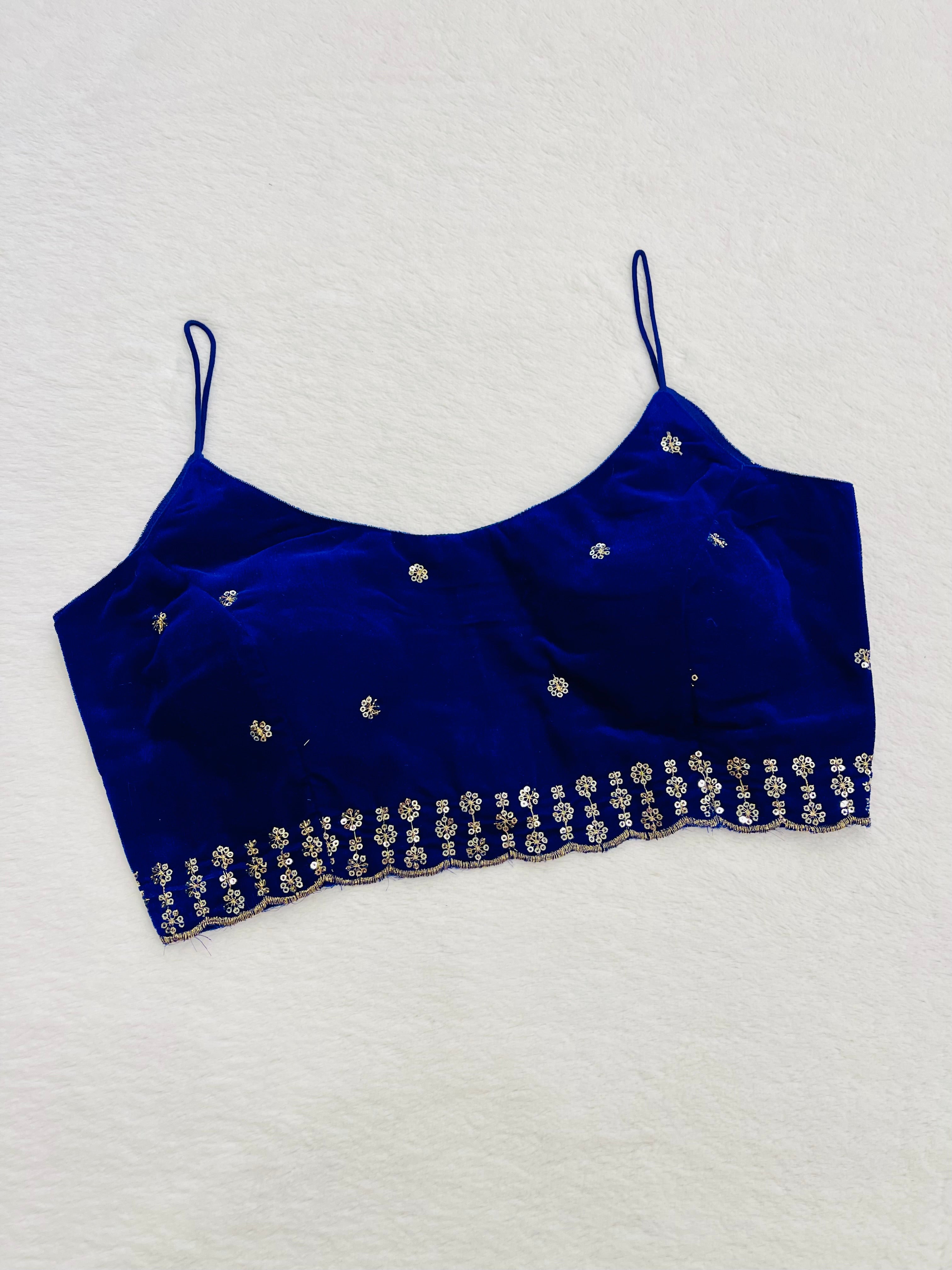 Velvet Royal Blue Noodle Strap Blouse