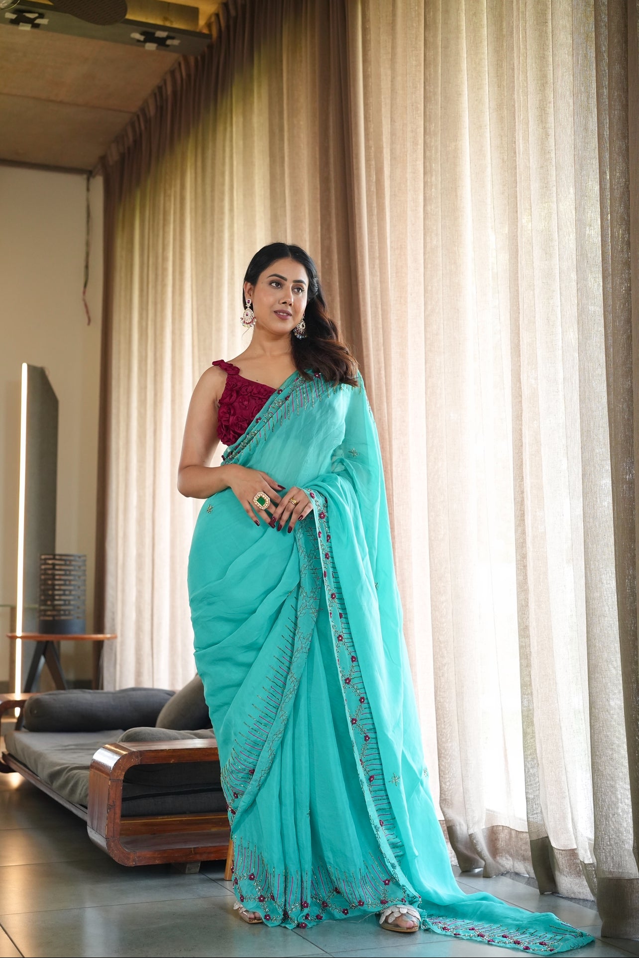 Blue flame saree