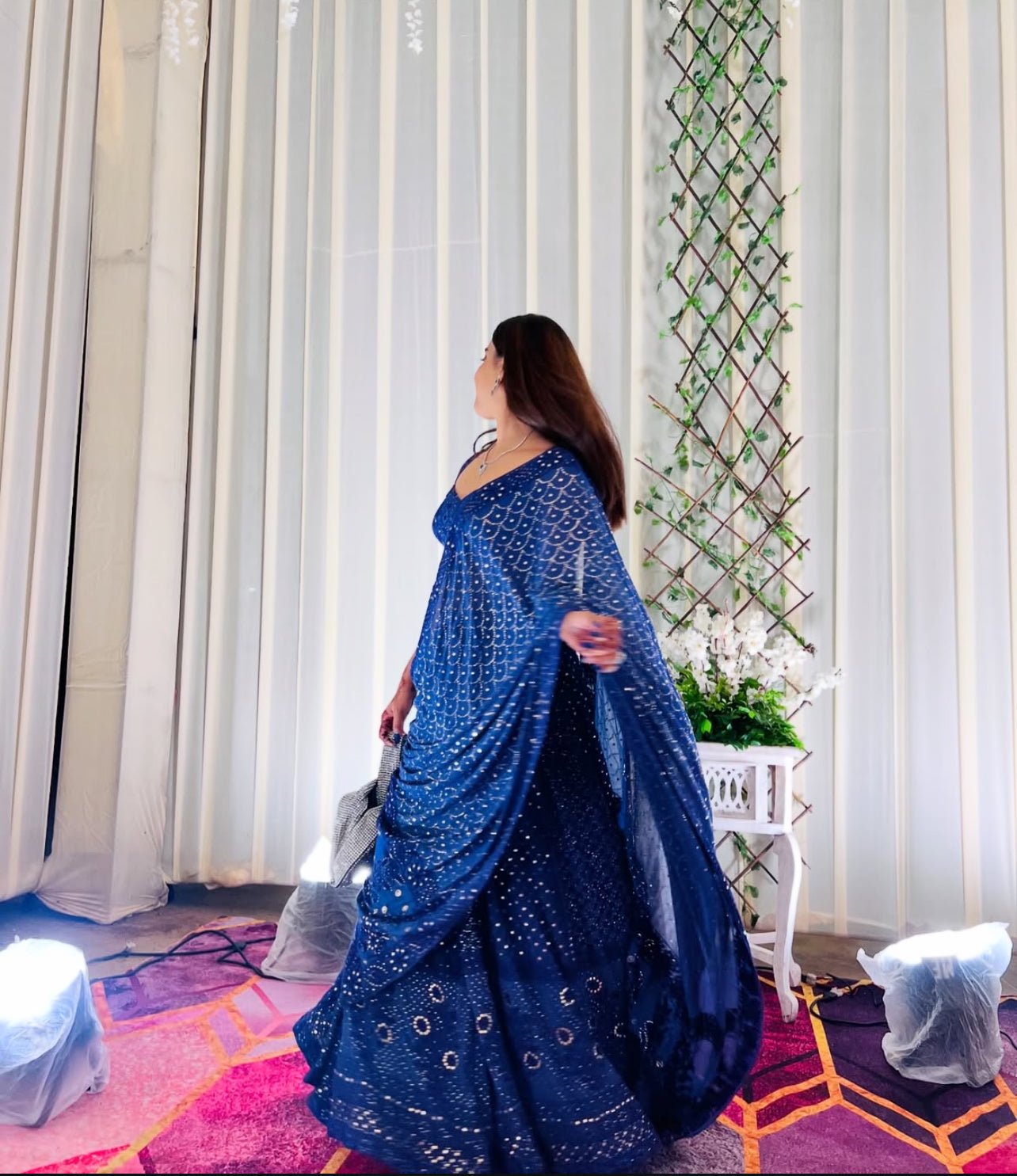 Electric Blue Mukaish Work Lehenga