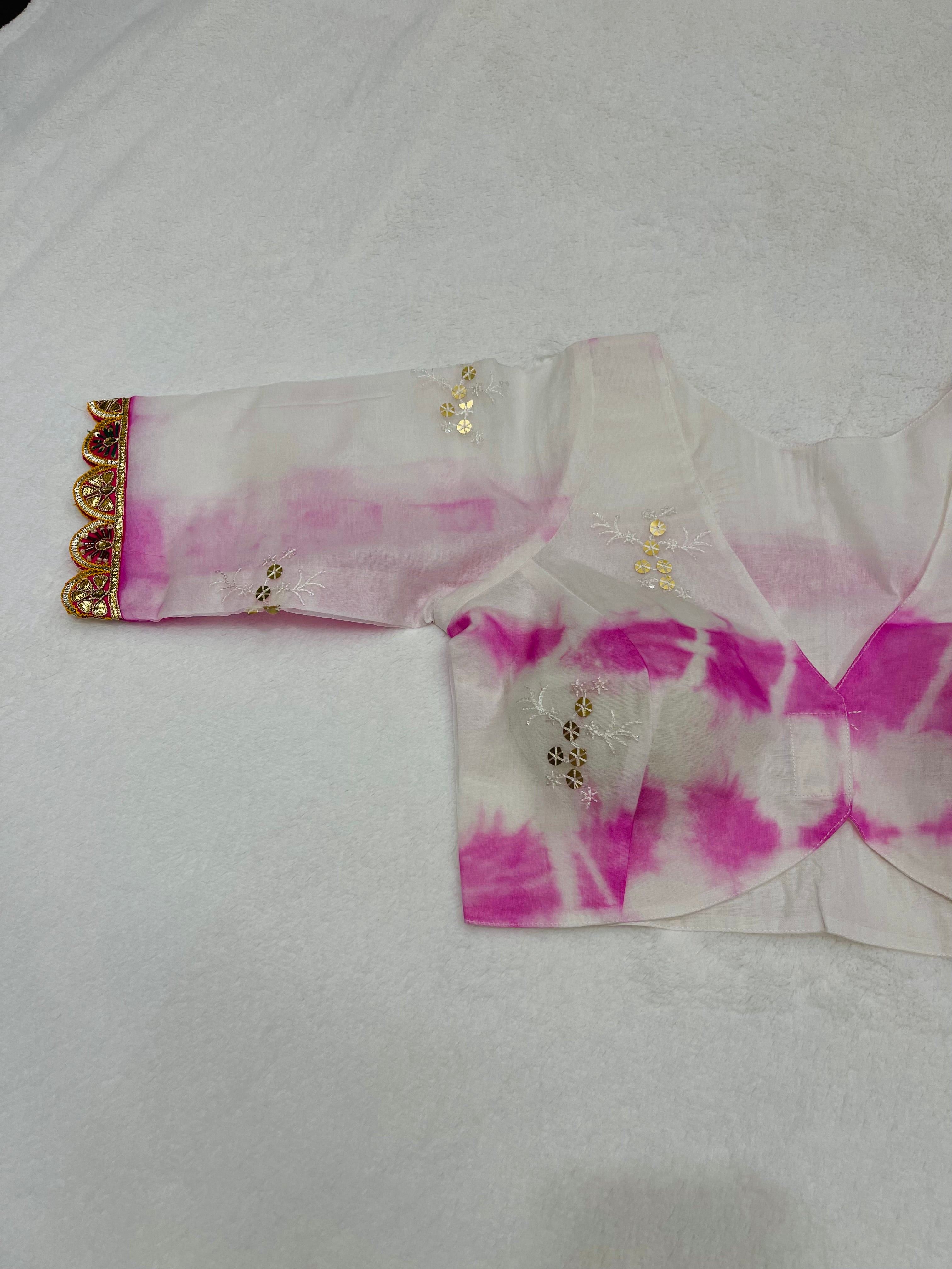 Divine Organza White Pink Blouse