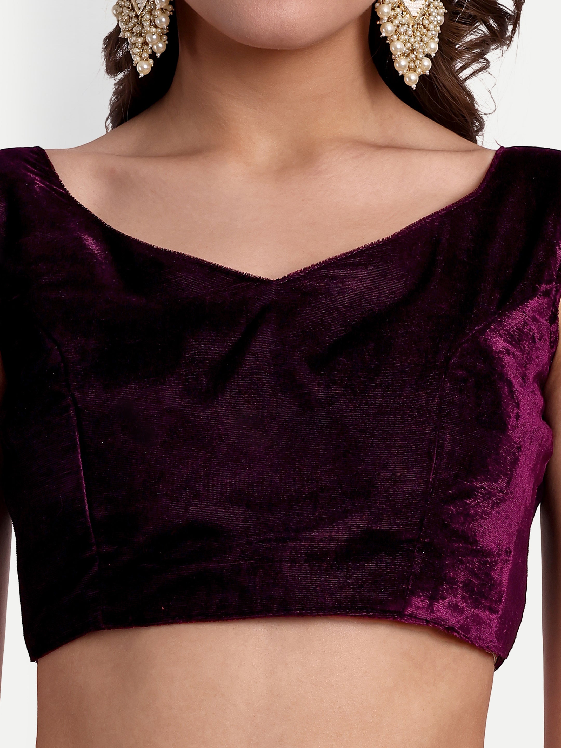 Purple Velvet Sleeveless Blouse