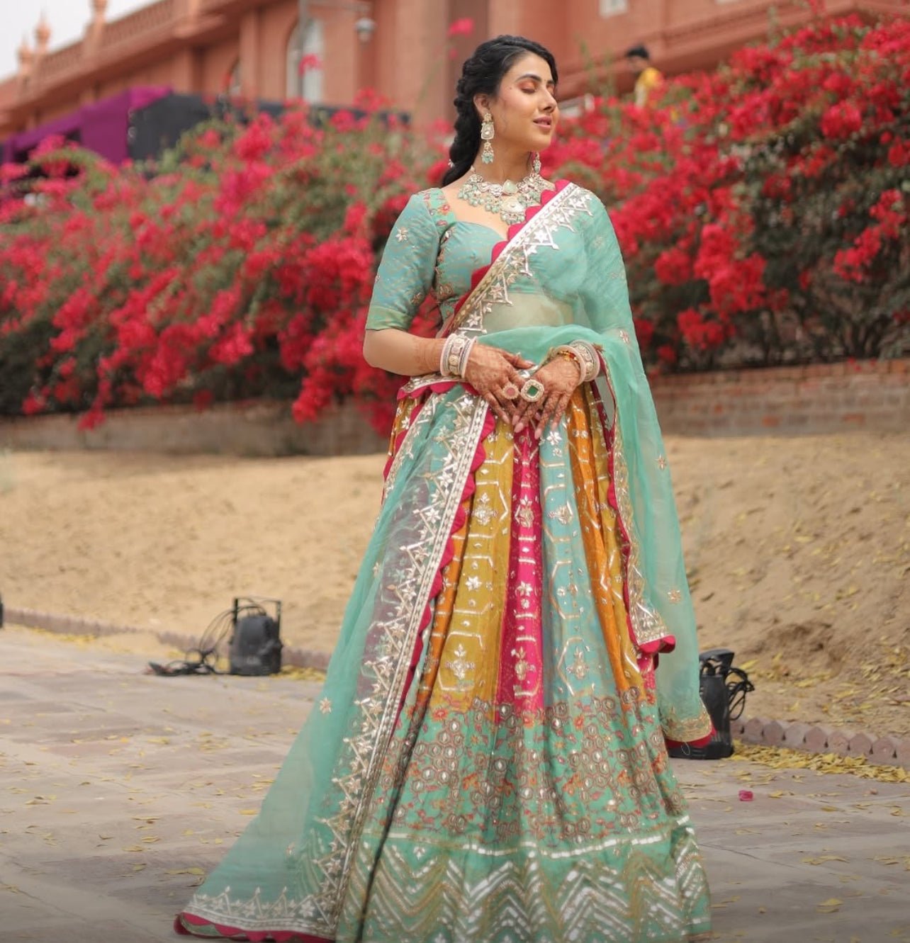 Multi colour gotta work Lehenga