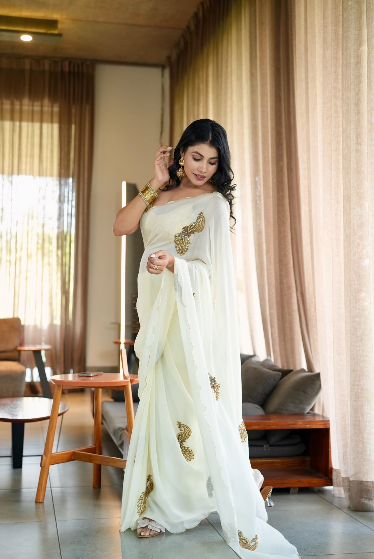 White Mor Saree