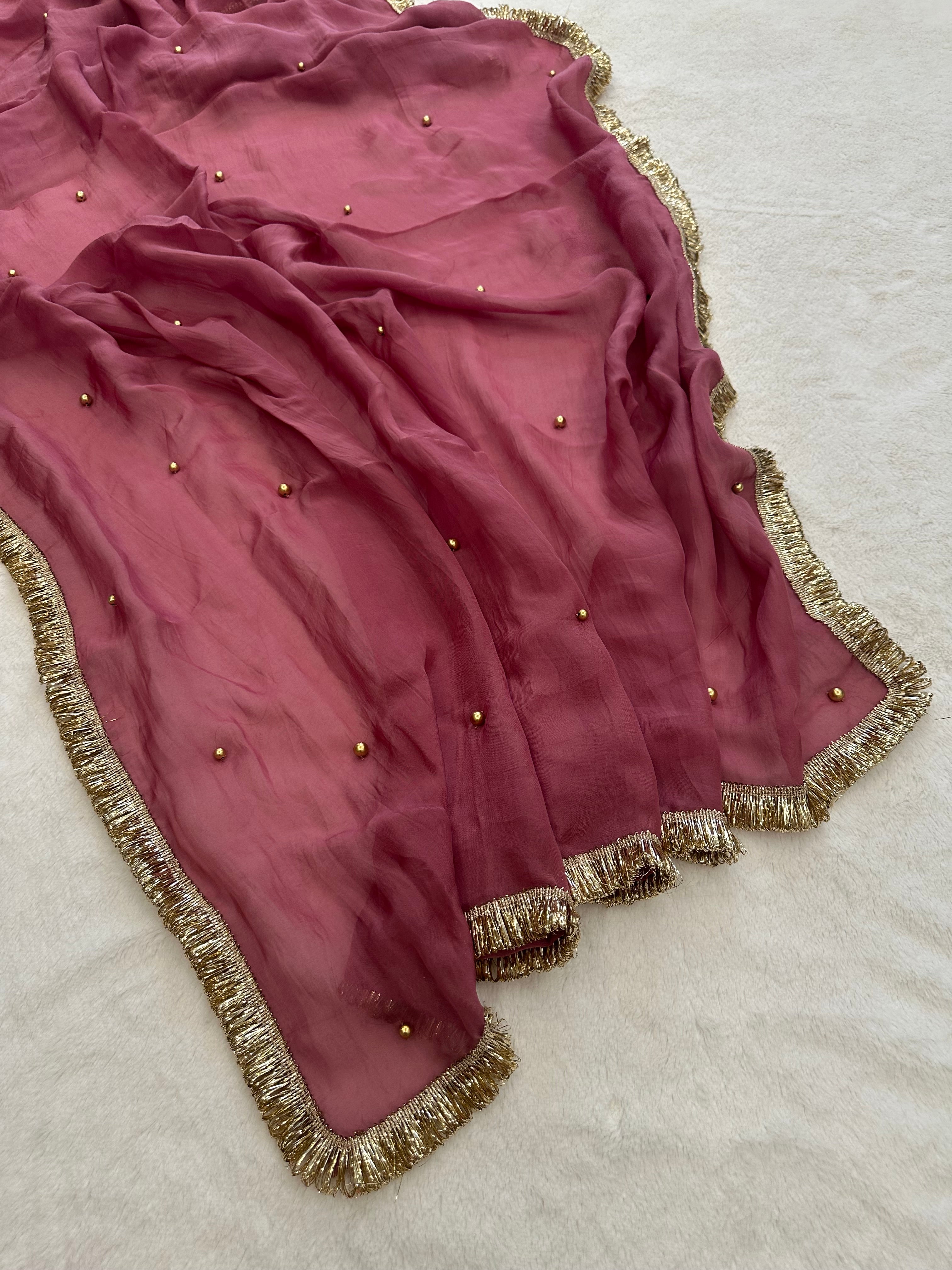 Rosy pink saree