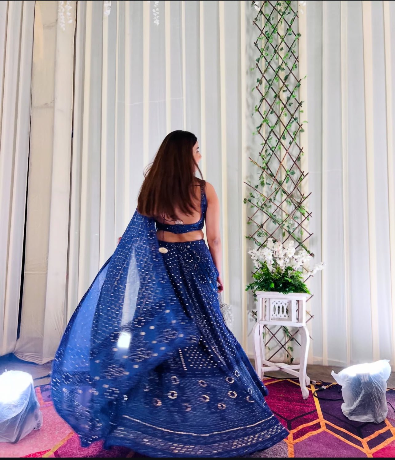 Electric Blue Mukaish Work Lehenga