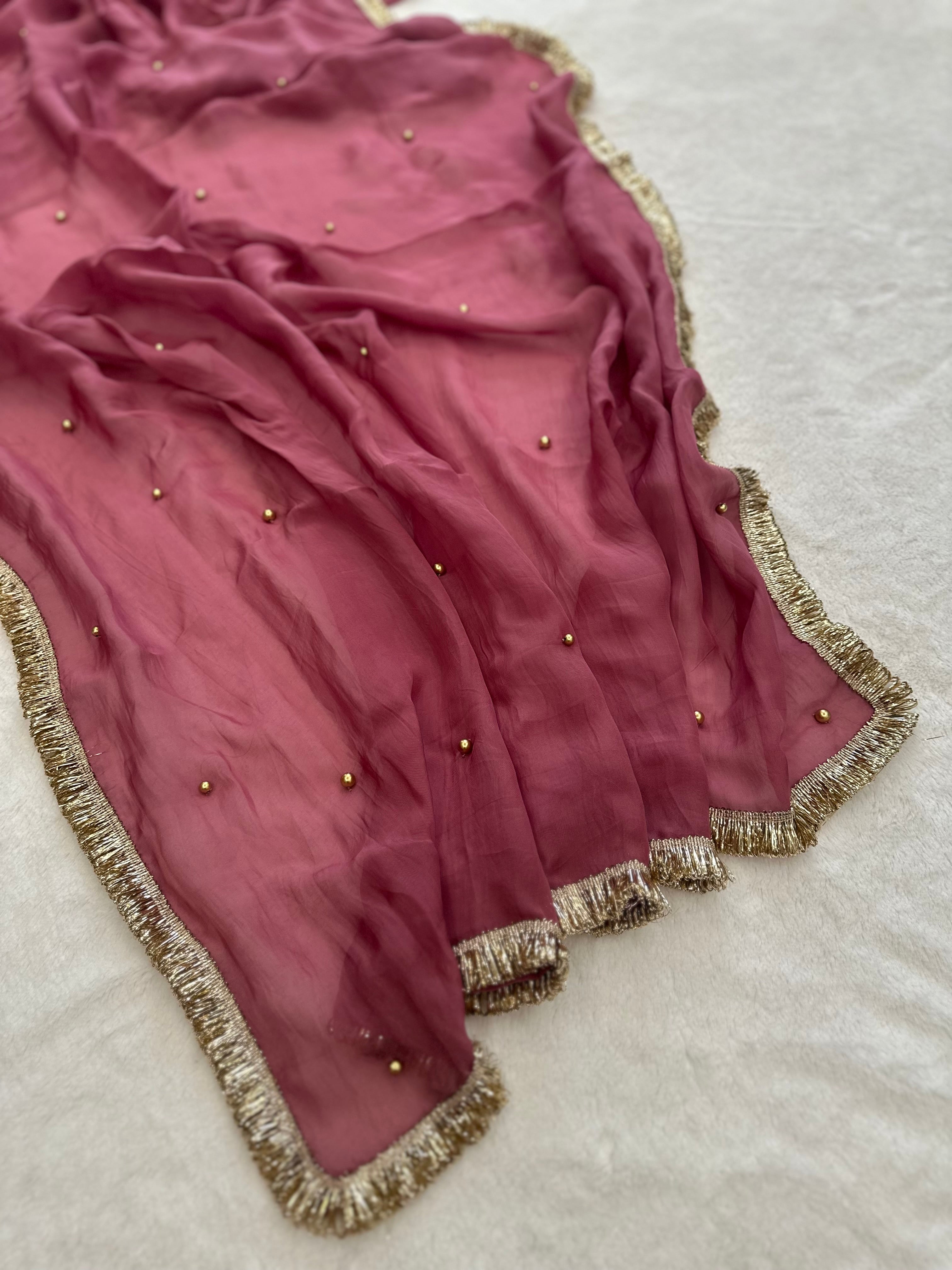 Rosy pink saree