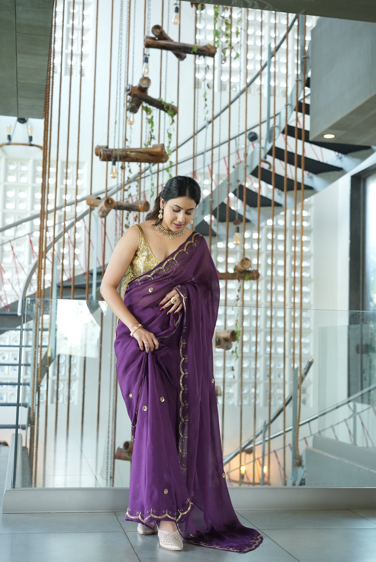 Violet veil Saree