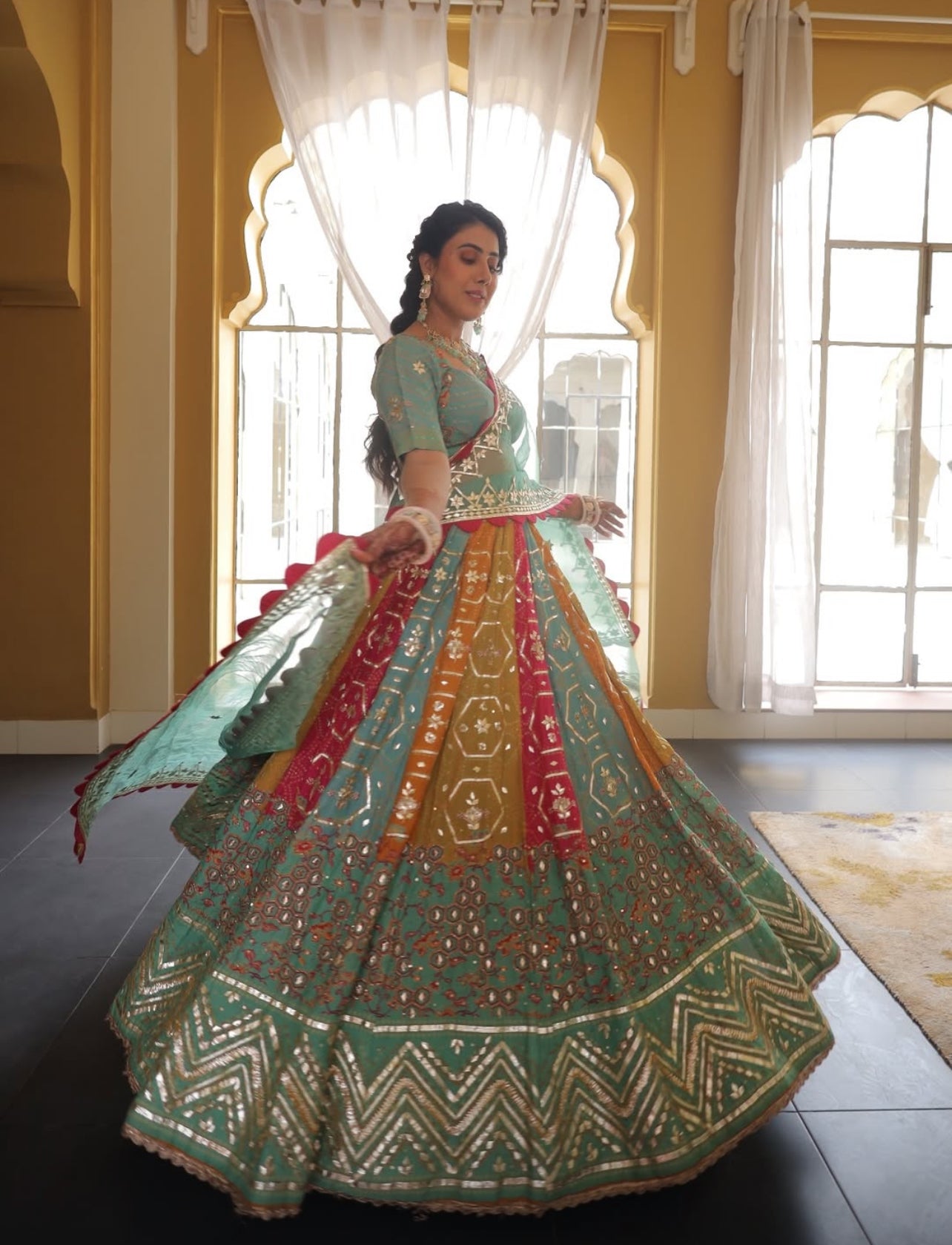 Multi colour gotta work Lehenga