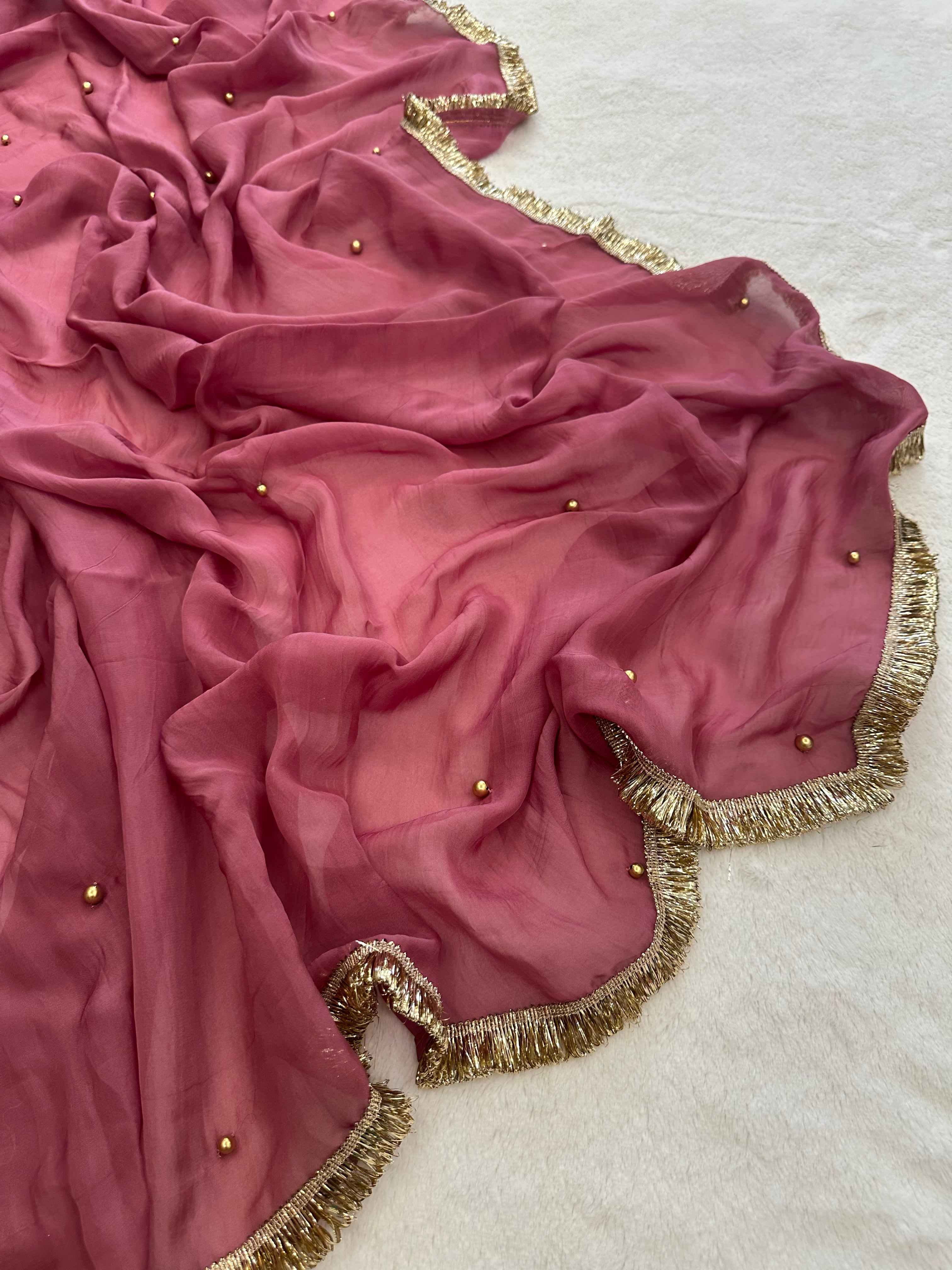 Rosy pink saree