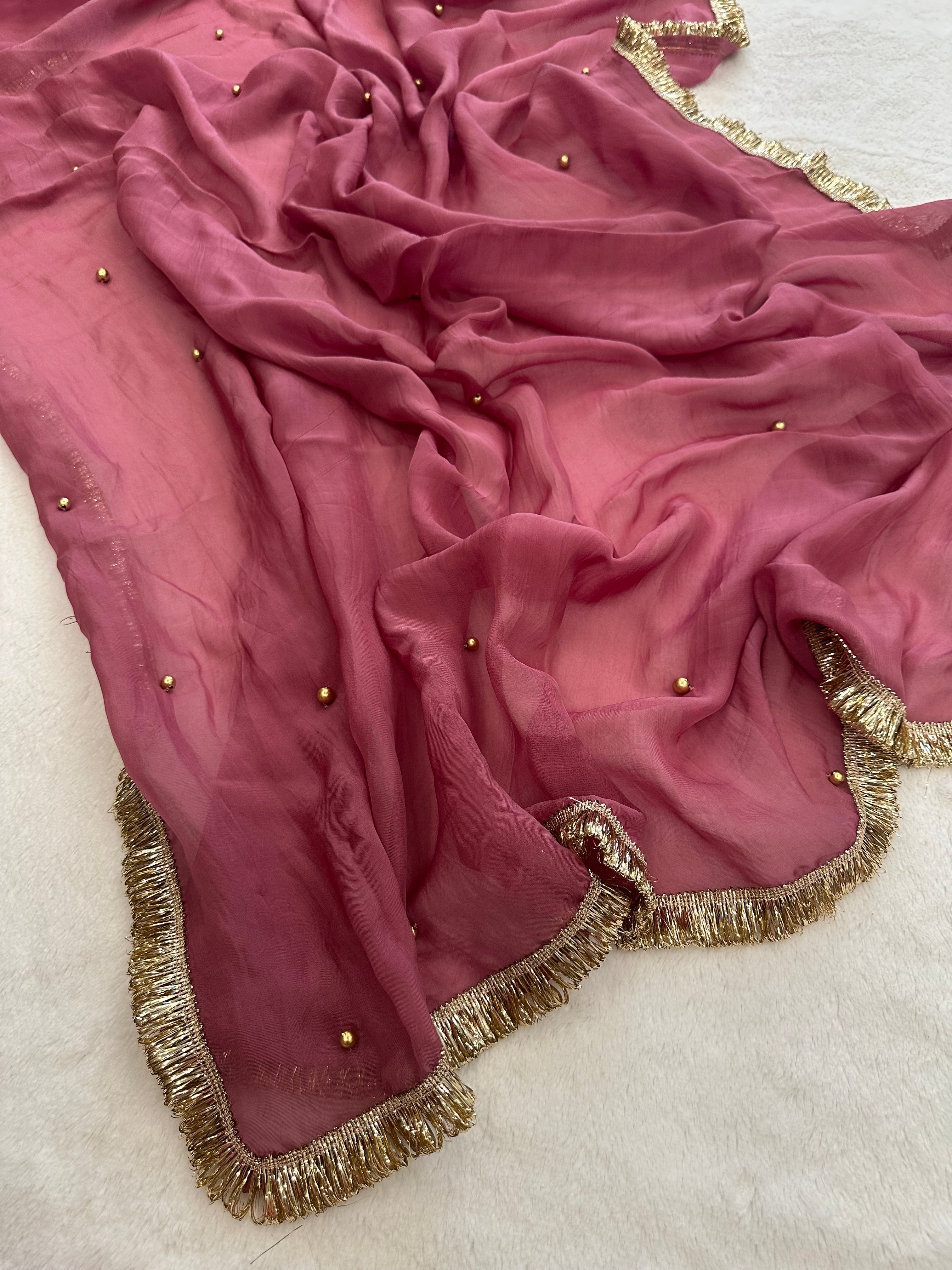 Rosy pink saree