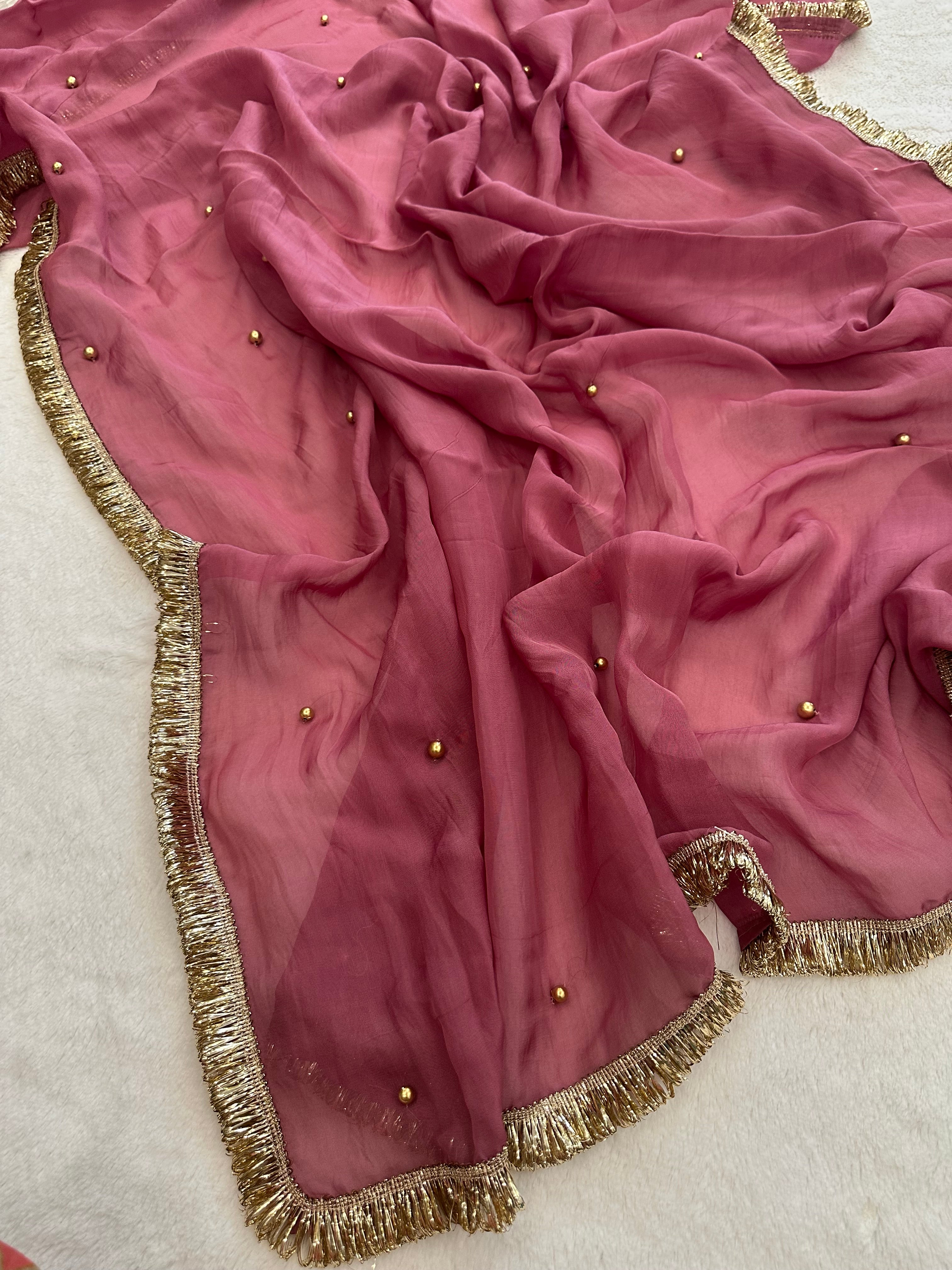 Rosy pink saree