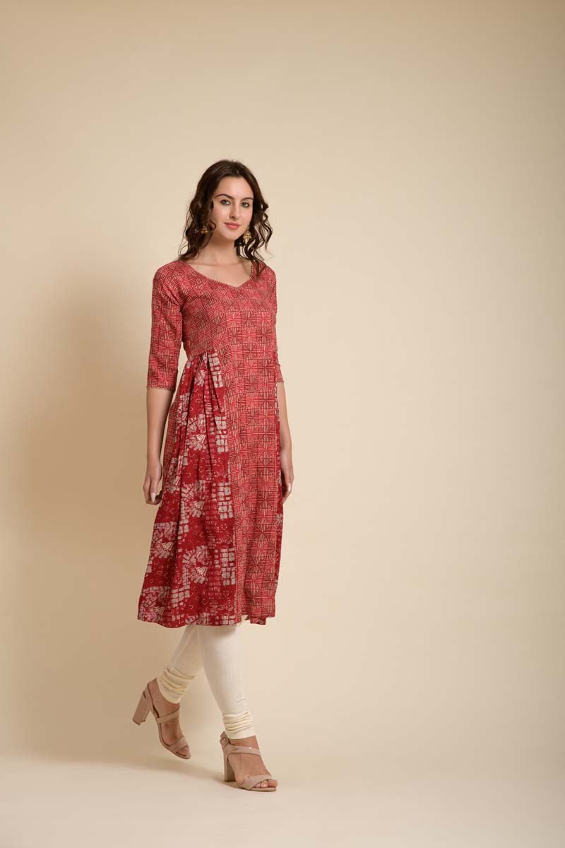 Amoli red printed long kurta