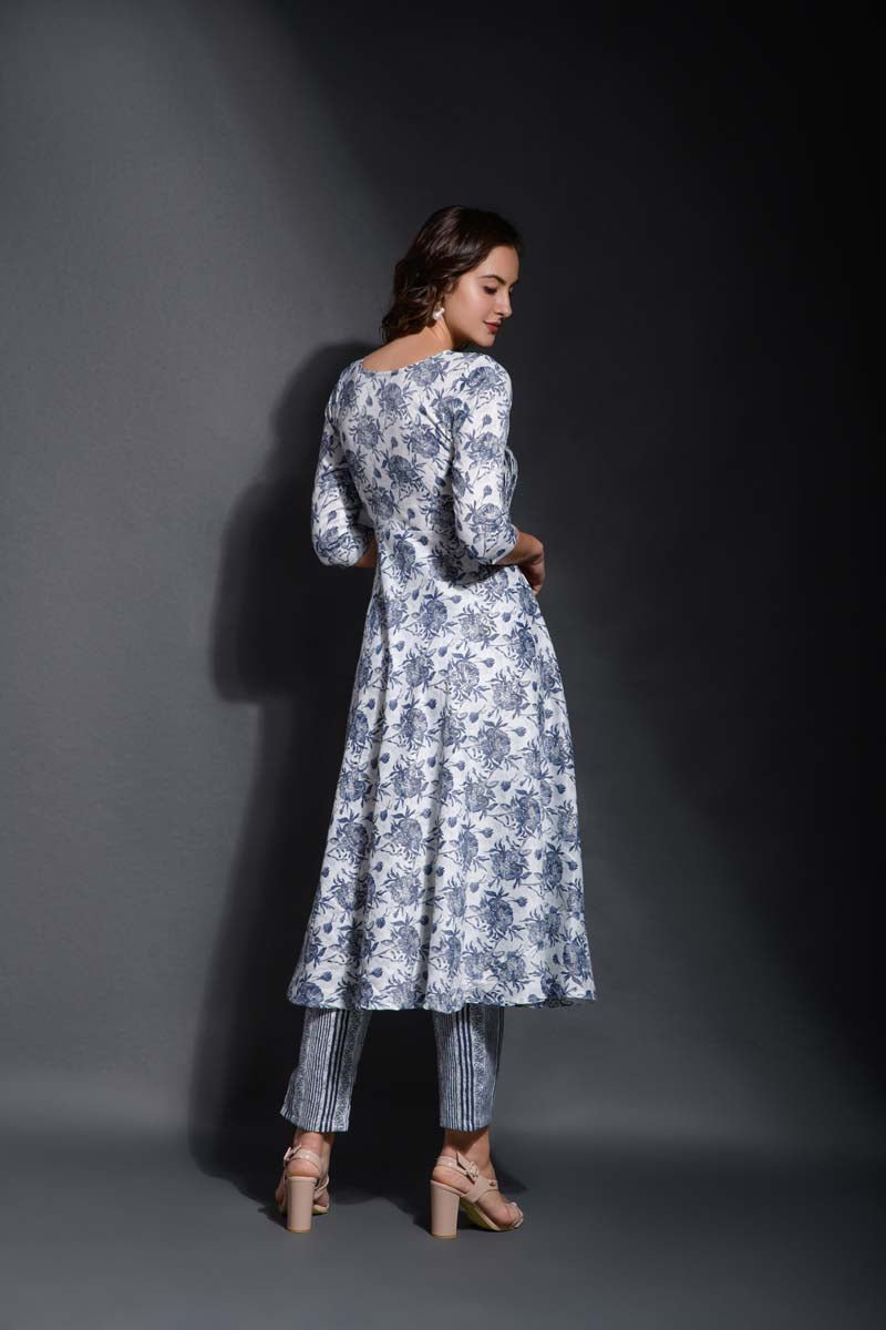 Drishi Blue printed rayon kurta set