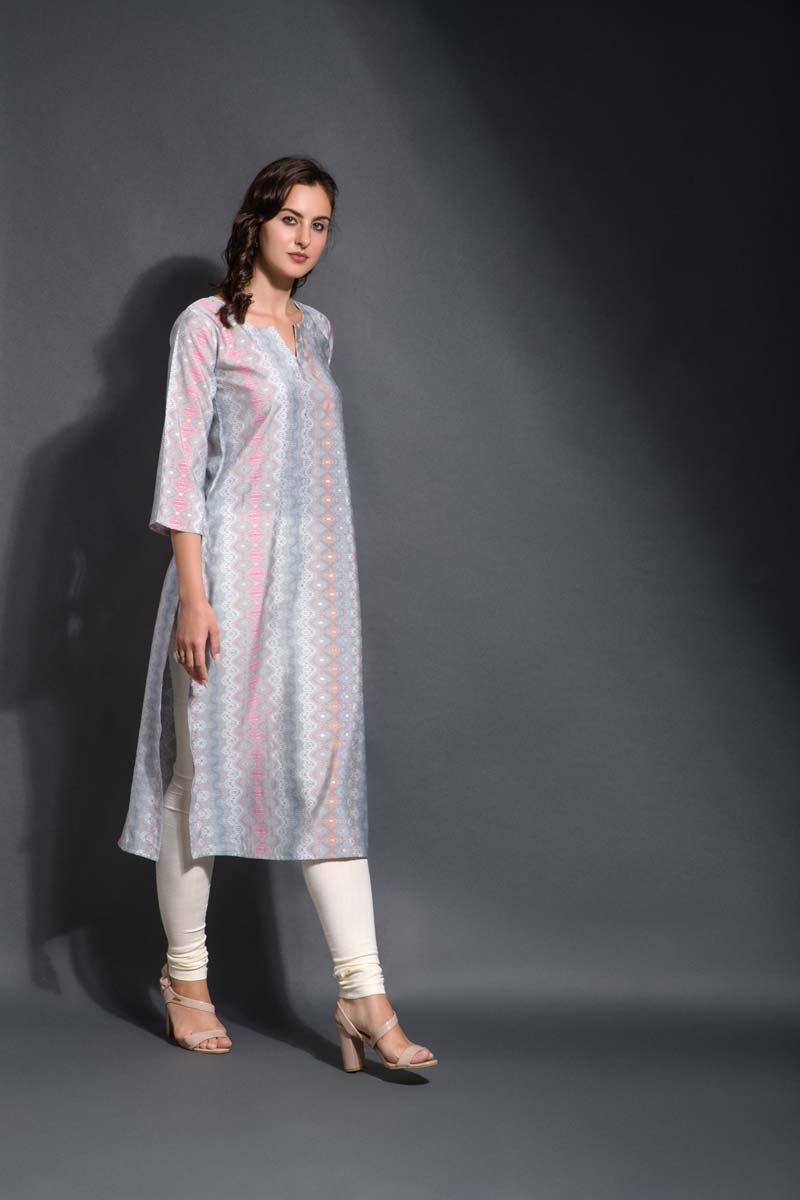 Sangam Silver grey rayon straight kurta