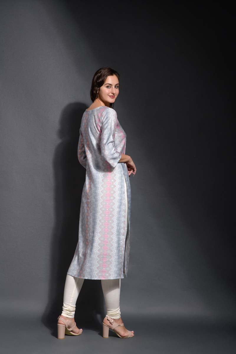 Sangam Silver grey rayon straight kurta