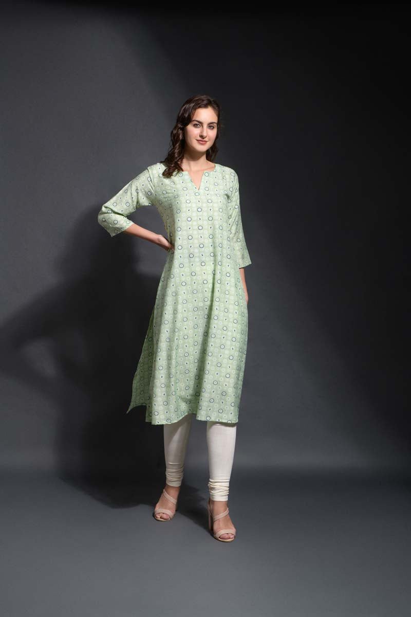 Ridhi Mint green chanderi straight kurta