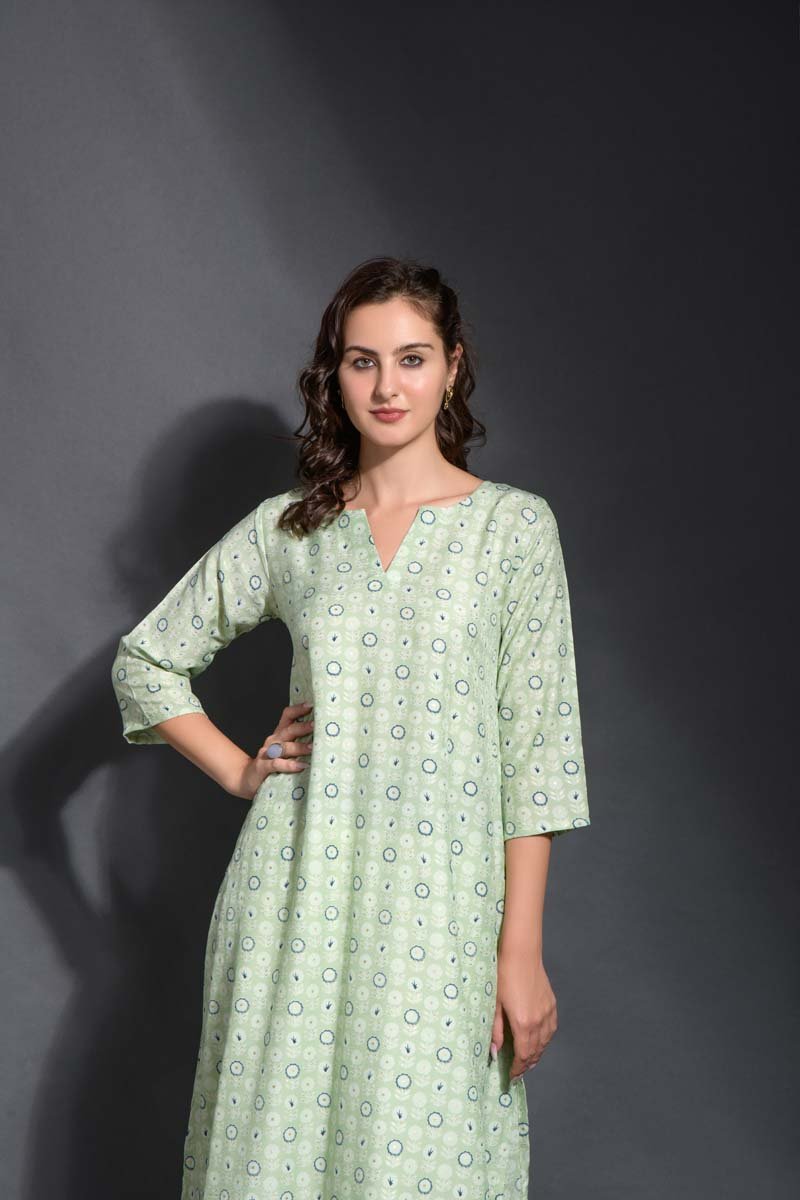 Ridhi Mint green chanderi straight kurta