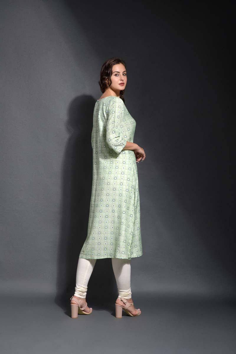 Ridhi Mint green chanderi straight kurta