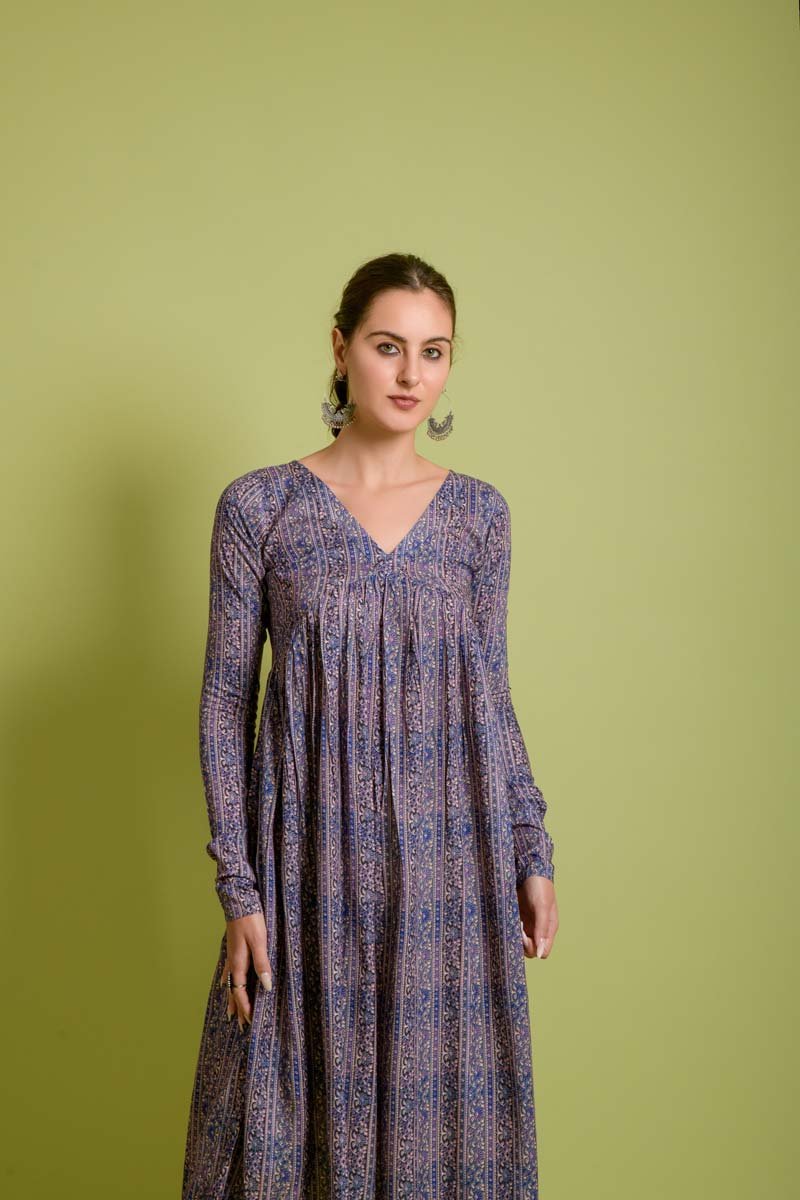 Bhumi Rayon V-Neck printed gown style kurta