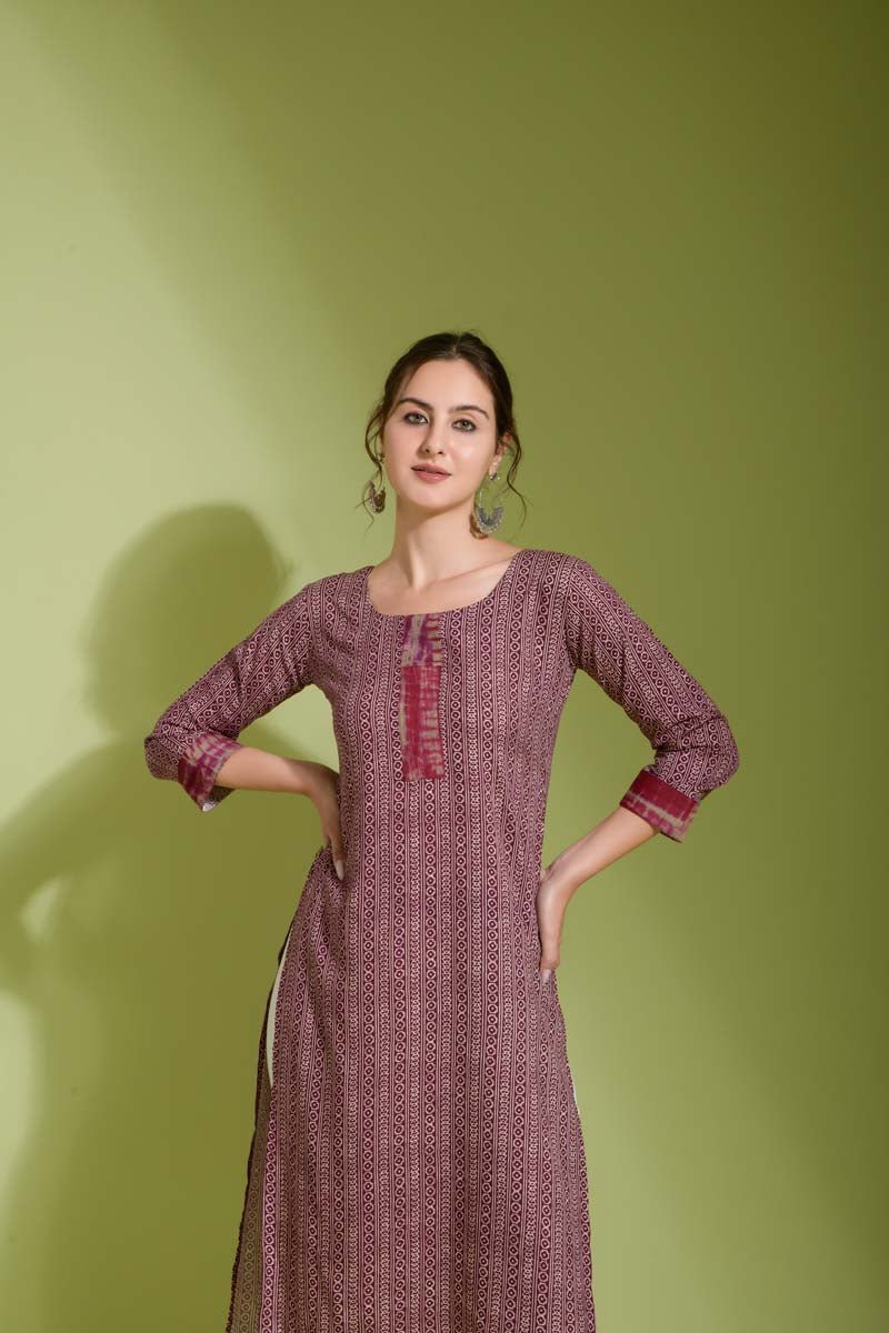 Neethya Pink rayon straight kurta