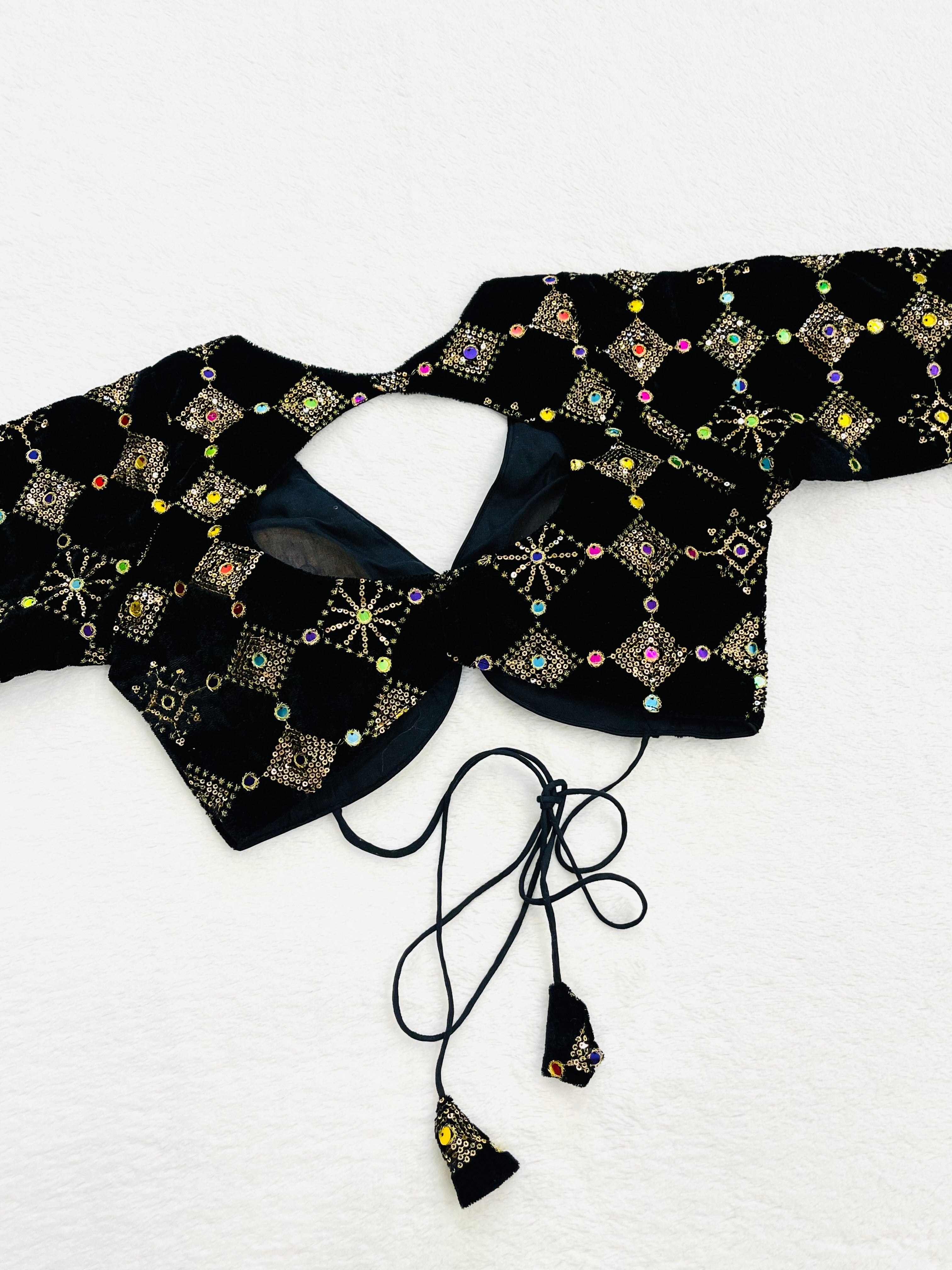 Kusha Black Velvet Blouse