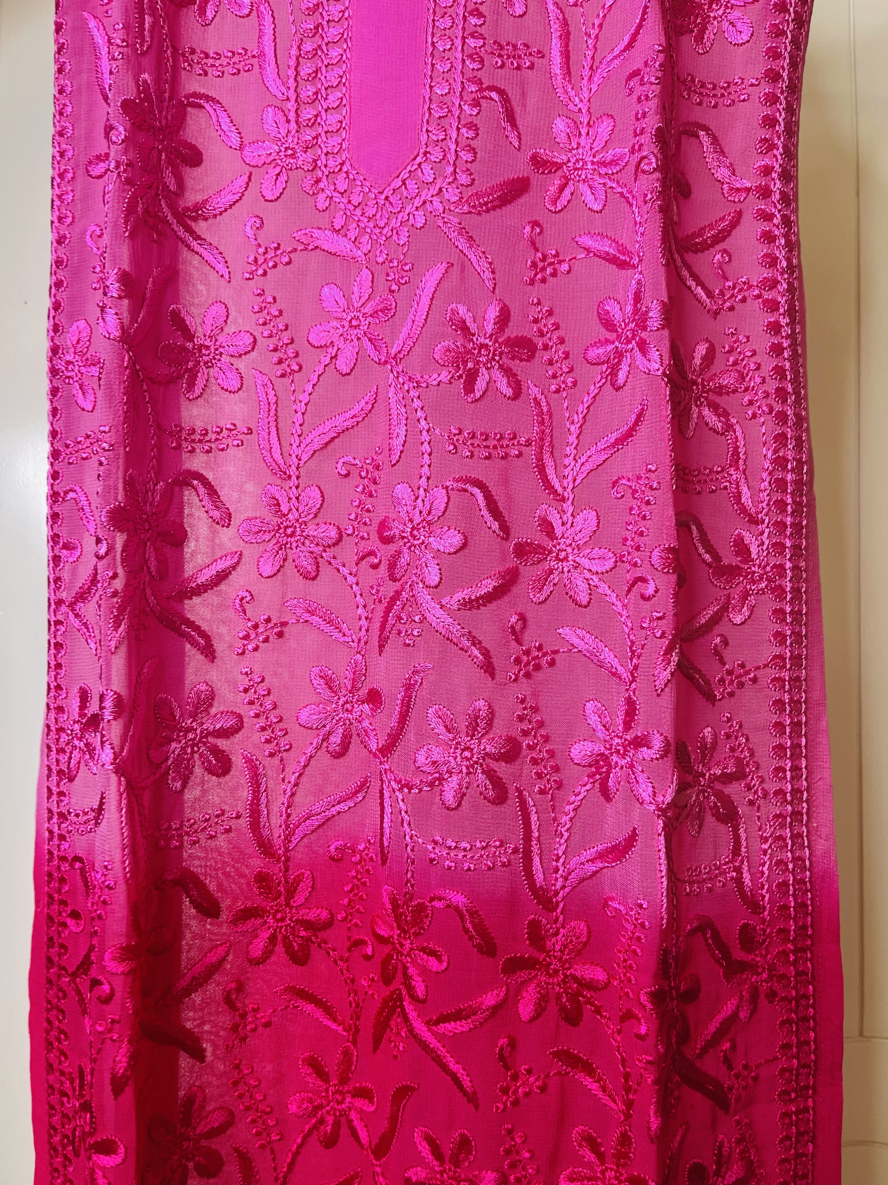 Taara Pure georgette Rani Pink Kurta