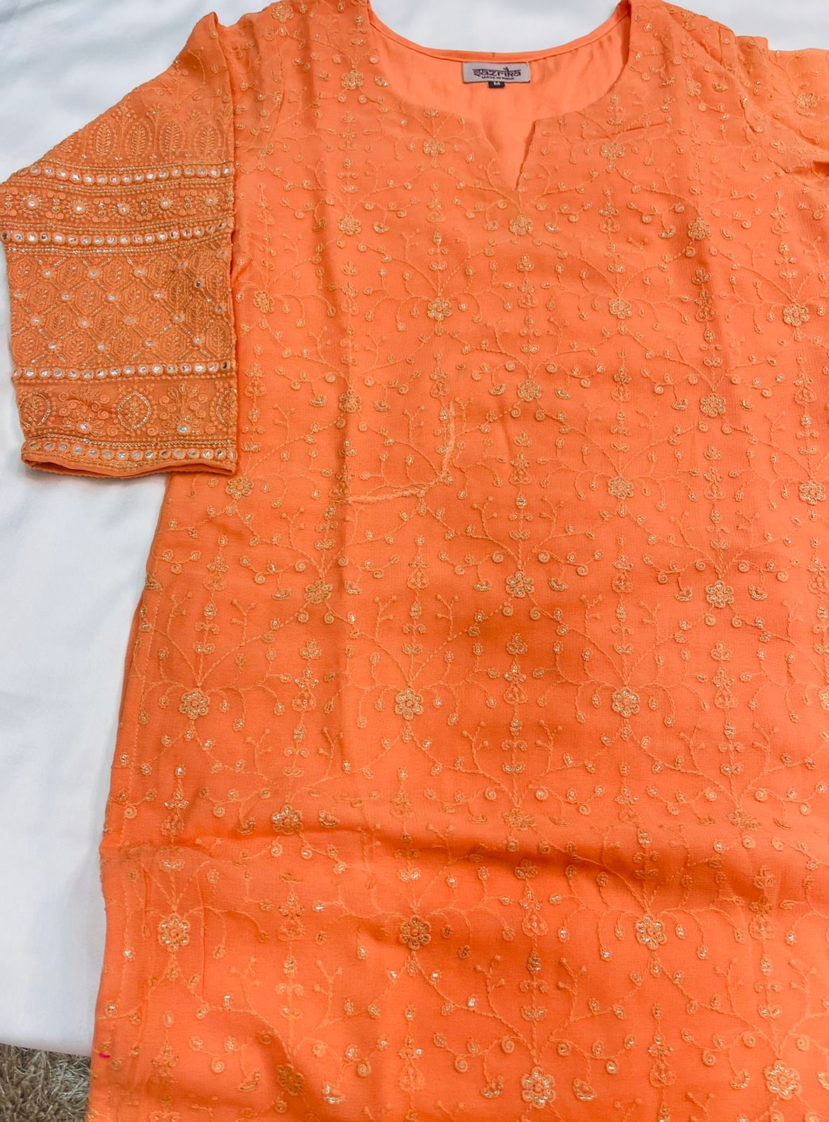 Sunrise Orange Viscose georgette Straight Kurti