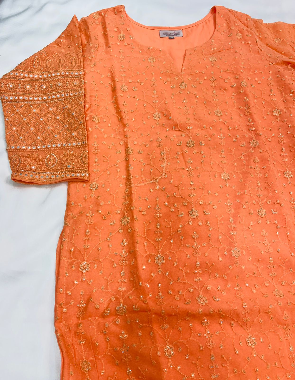 Sunrise Orange Viscose georgette Straight Kurti