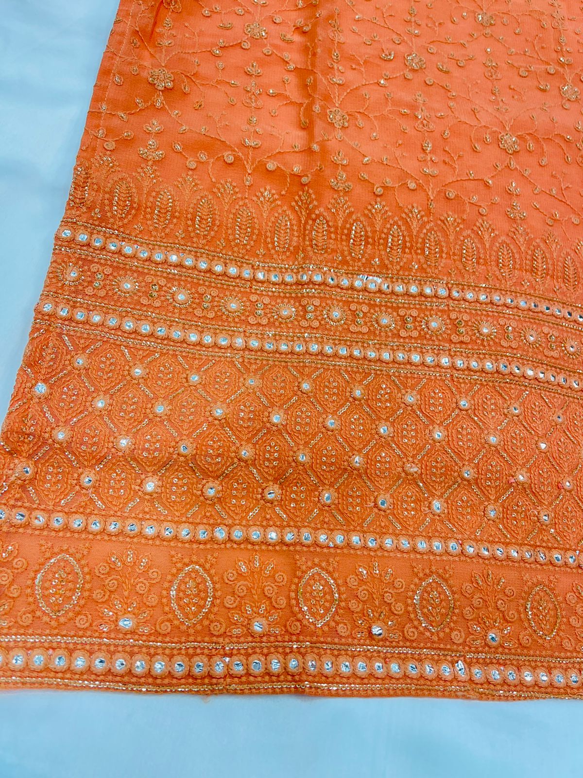 Sunrise Orange Viscose georgette Straight Kurti