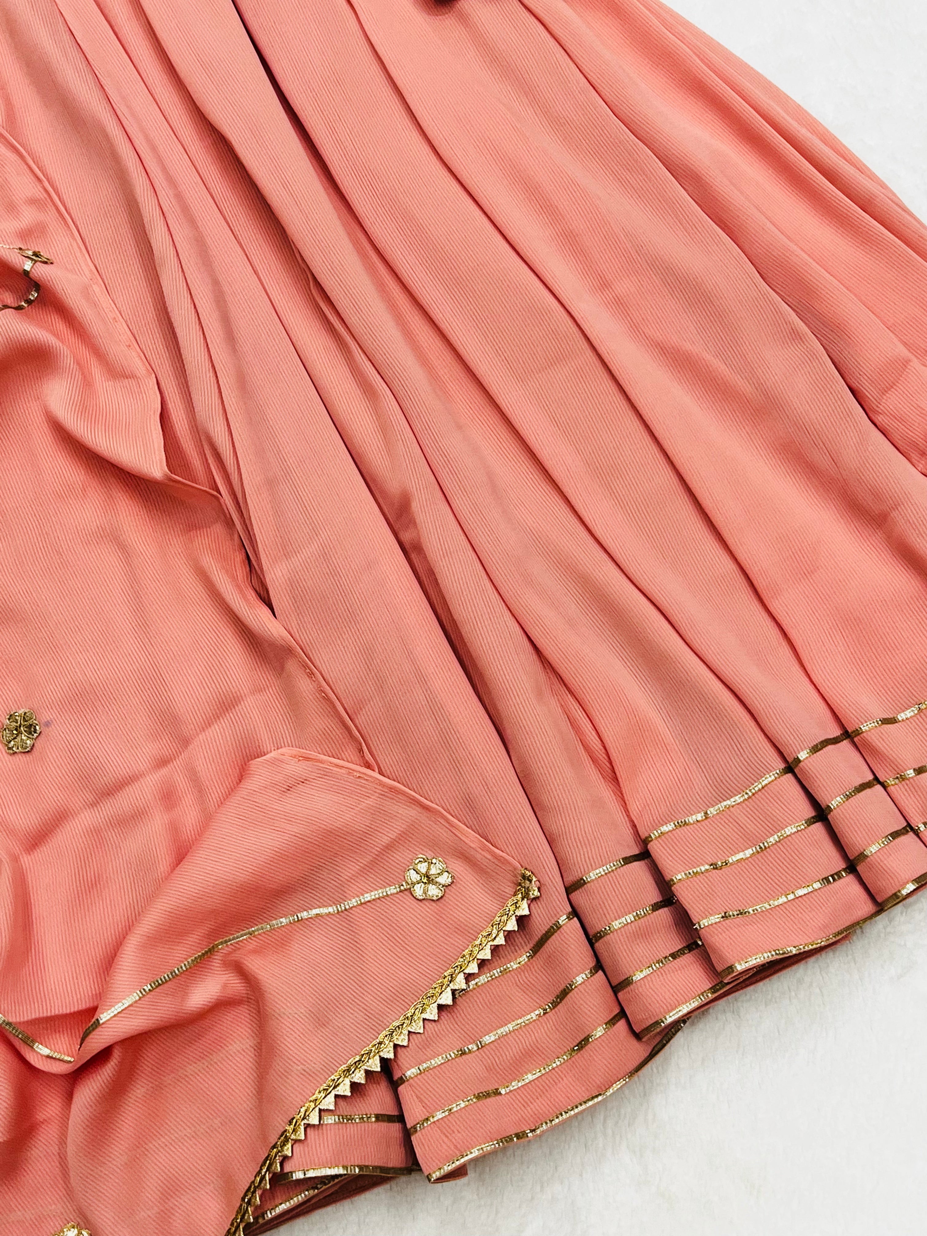 Peach gotta work anarkali gown